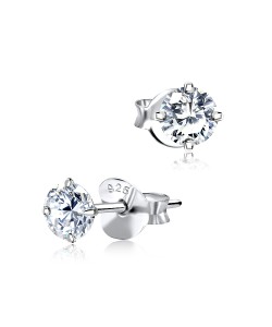 Round Shaped CZ Earring Silver ECS-01-4